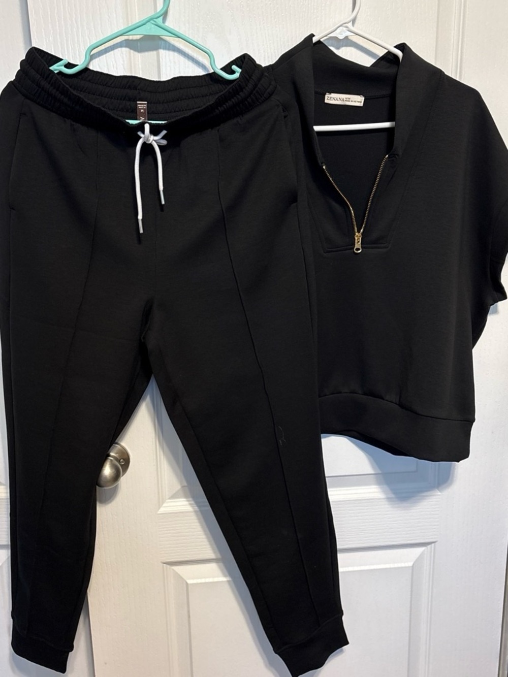 Women's Black Drawstring Jogger Pants by ZENANA
